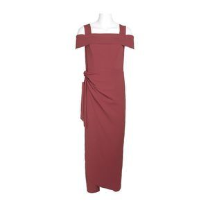 Marina Square Neck Off Shoulder Tie Side Zipper Back Faux Sarong Overlay Crep 12